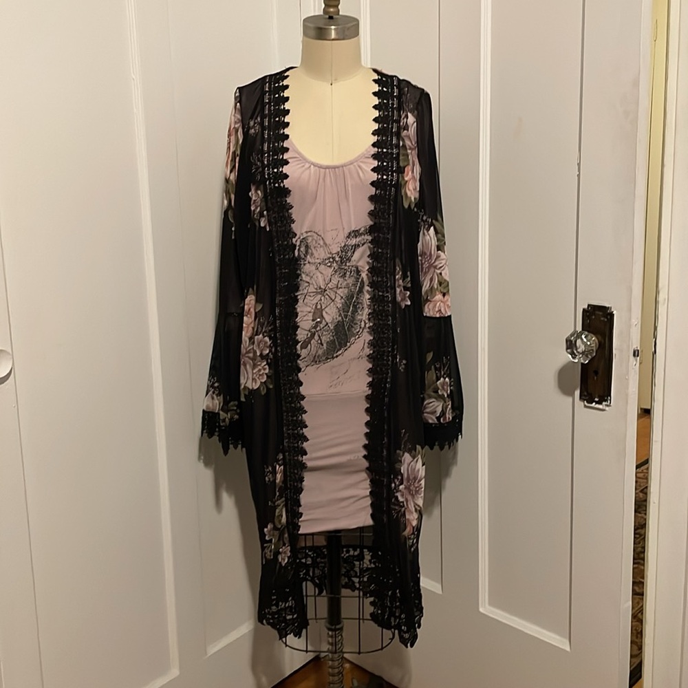 life & death size Small knit dress with long bell sleeve camisole.
